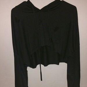 Black distressed hooded shirts